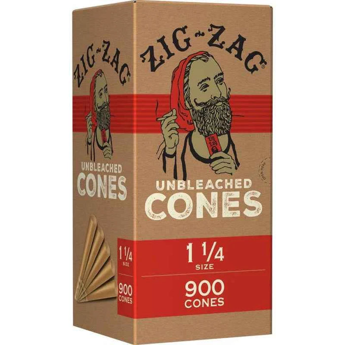 ZIG-ZAG Pre Rolled Cones 1 1/4 Size (900 Pack) Unbleached
