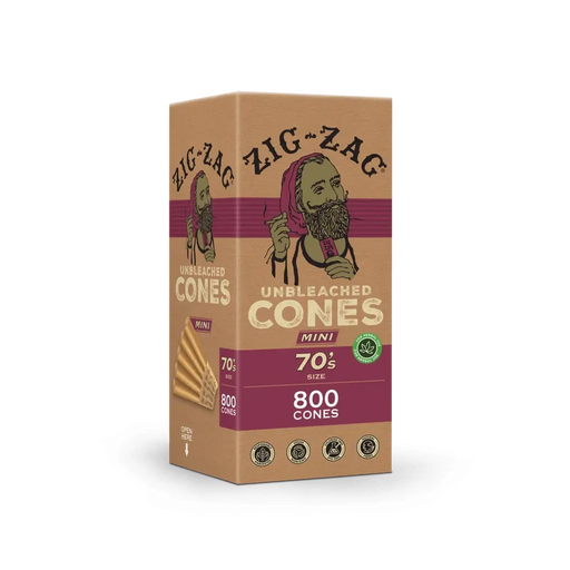 ZIG-ZAG Pre Rolled Cones 70’s Size Unbleached (800 Pack)