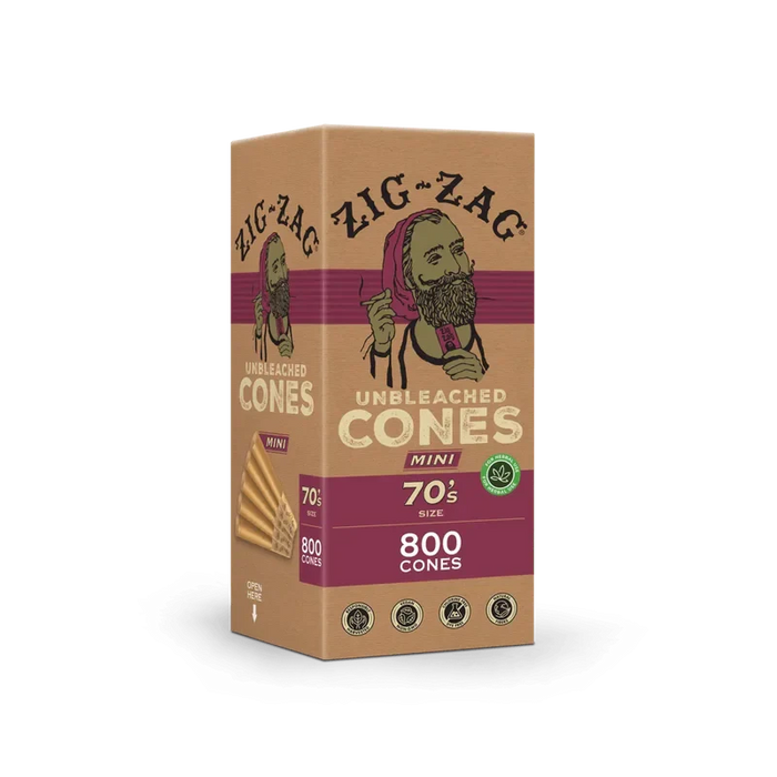 ZIG-ZAG Pre Rolled Cones 70’s Size Unbleached (800 Pack)
