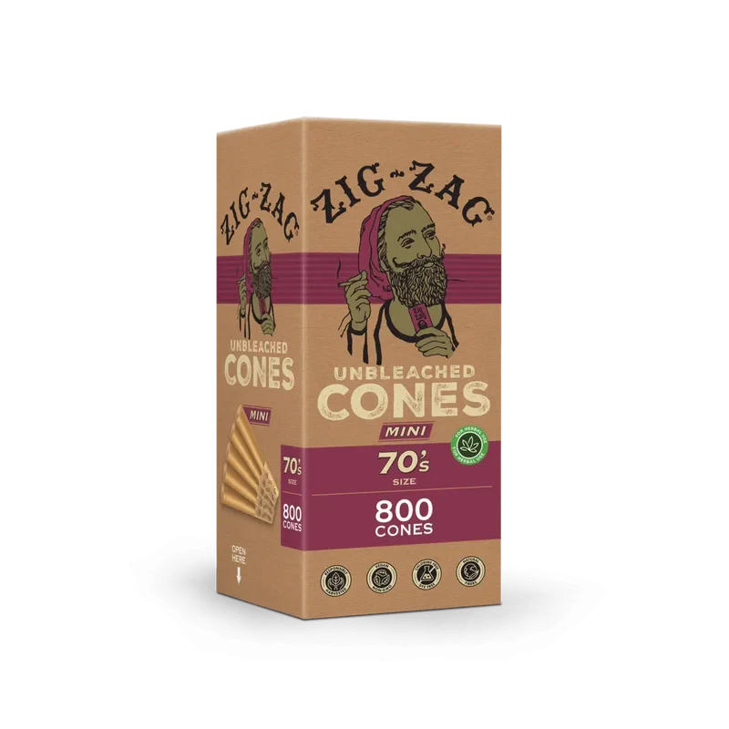 ZIG-ZAG Pre Rolled Cones 70’s Size Unbleached (800 Pack)