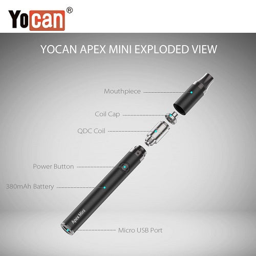 Yocan Apex Mini Variable Voltage Wax Pen Exploded View Vape Pen Sales