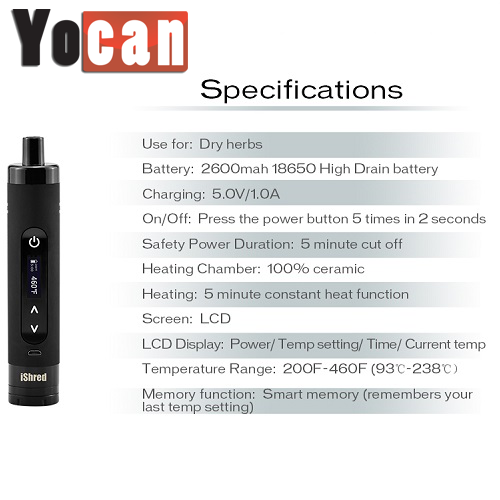 Yocan iShred Dry Herb Vaporizer Kit - Vape Pen Sales - 5