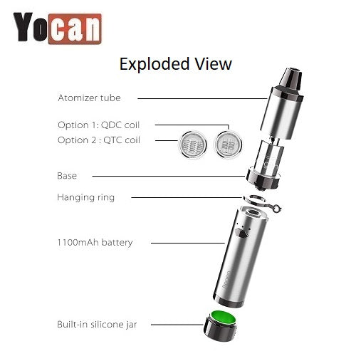 Vape Pen Sales Yocan Regen Variable Voltage Wax Pen Kit Exploded View